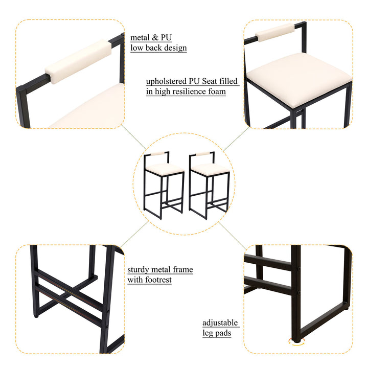 Buy farmhouse furniture Set of 2 Barstools Faux Leather Upholstered Bar Stools - Modern Cottage Farmhouse Furniture