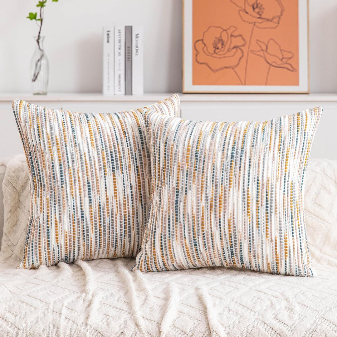 Buy farmhouse furniture Boho Farmhouse Couch Throw Pillow Covers 18x18 Inch Set of 2 - Modern Cottage Farmhouse Furniture