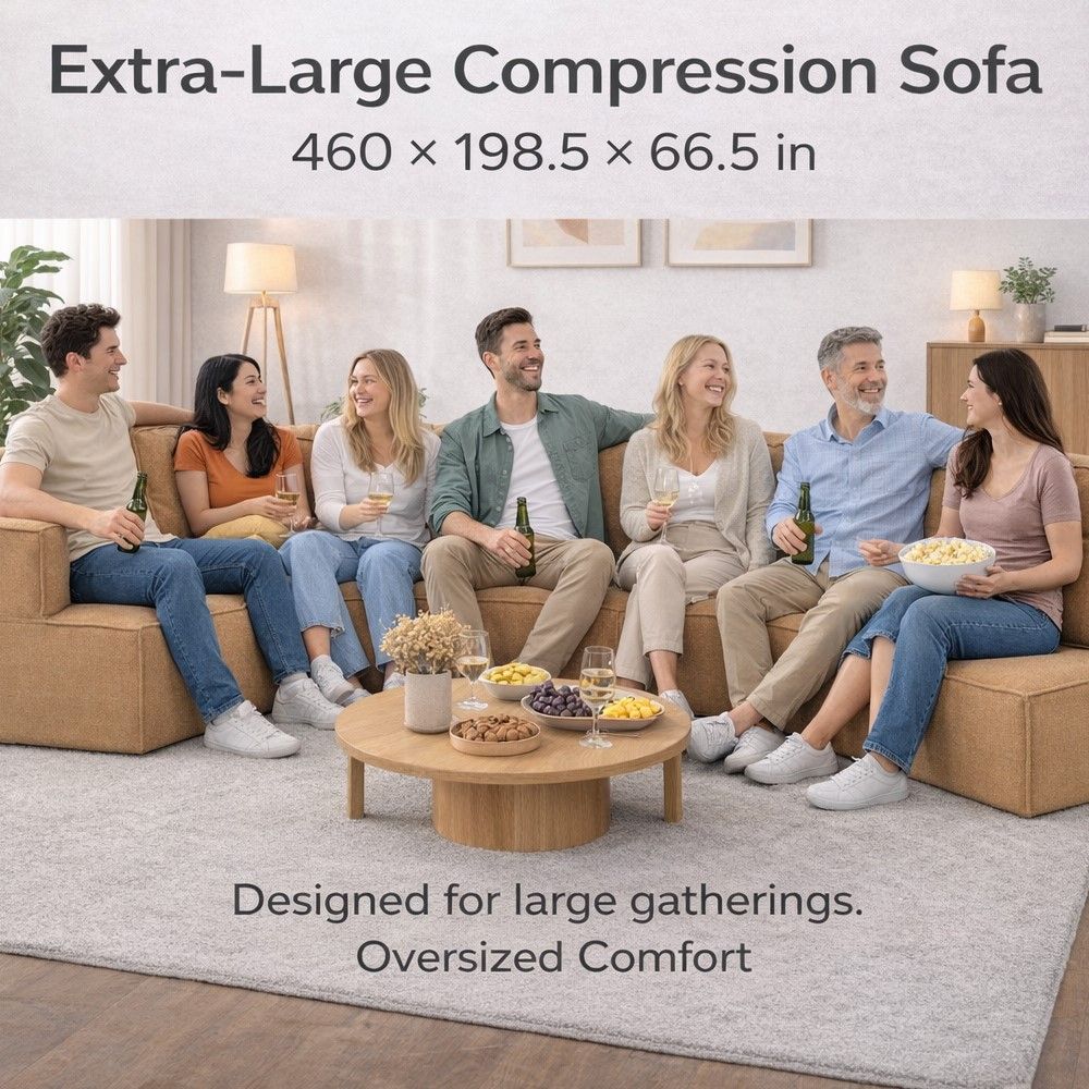 Buy farmhouse furniture Lily • Extra Large Extra Wide Modular Modern Farmhouse Compressed Sofa - Modern Cottage Farmhouse Furniture