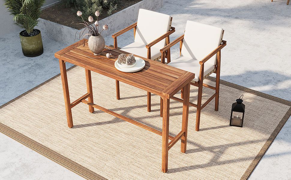 Buy farmhouse furniture 3 Piece Outdoor Modern Farmhouse Patio Bar Set - Modern Cottage Farmhouse Furniture