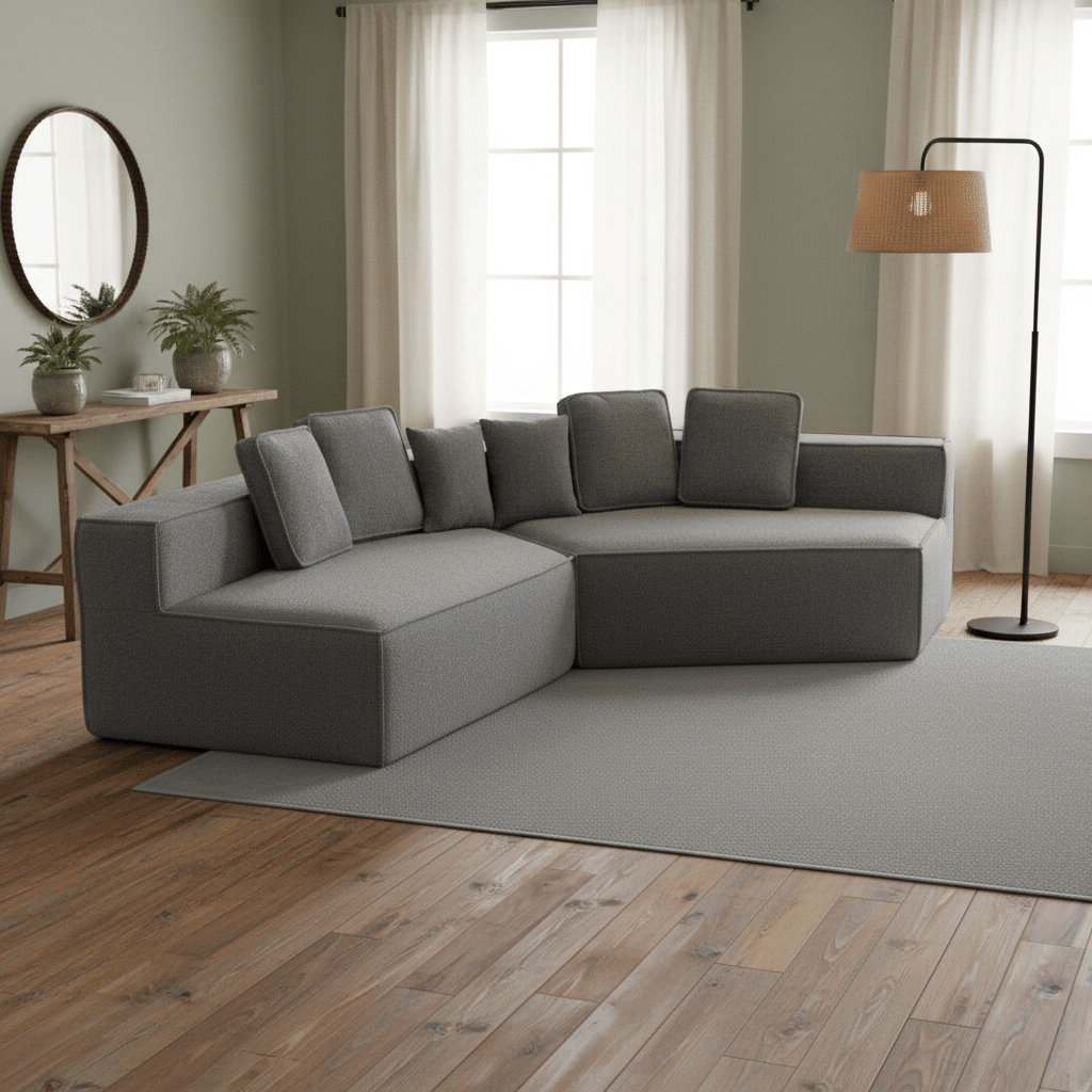 Buy farmhouse furniture The Haven • Extra Large Extra Wide Modular Modern Farmhouse Compressed Sofa - Modern Cottage Farmhouse Furniture