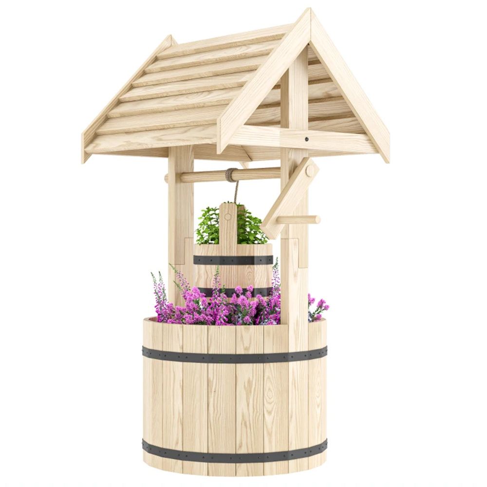 Buy farmhouse furniture Wooden Farmhouse Water Well Outdoor Decor - Modern Cottage Farmhouse Furniture