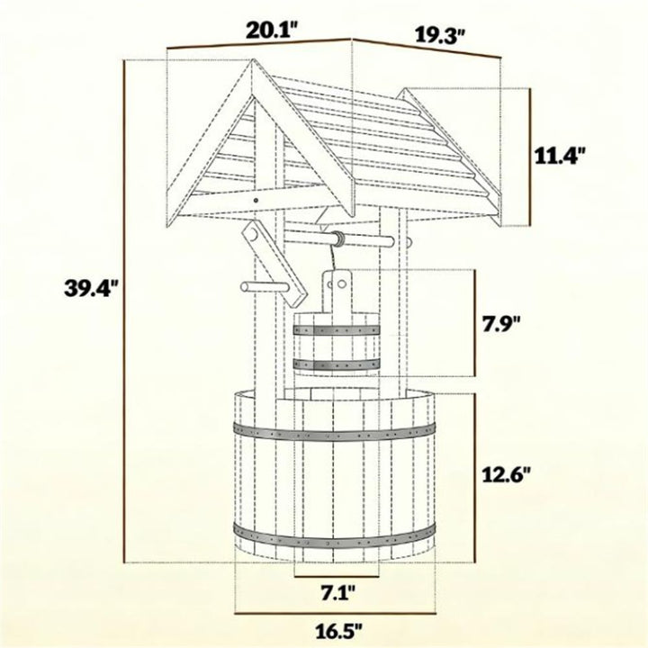 Buy farmhouse furniture Wooden Farmhouse Water Well Outdoor Decor - Modern Cottage Farmhouse Furniture
