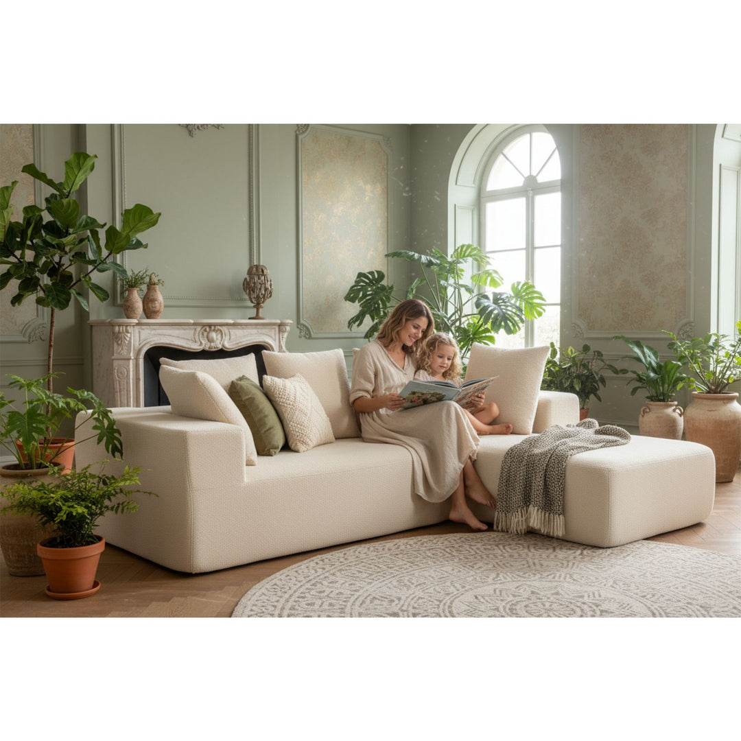 Buy farmhouse furniture Sole Terra | Simple Bouclé Minimalist Apartment Farmhouse Sofa Couch - Modern Cottage Farmhouse Furniture