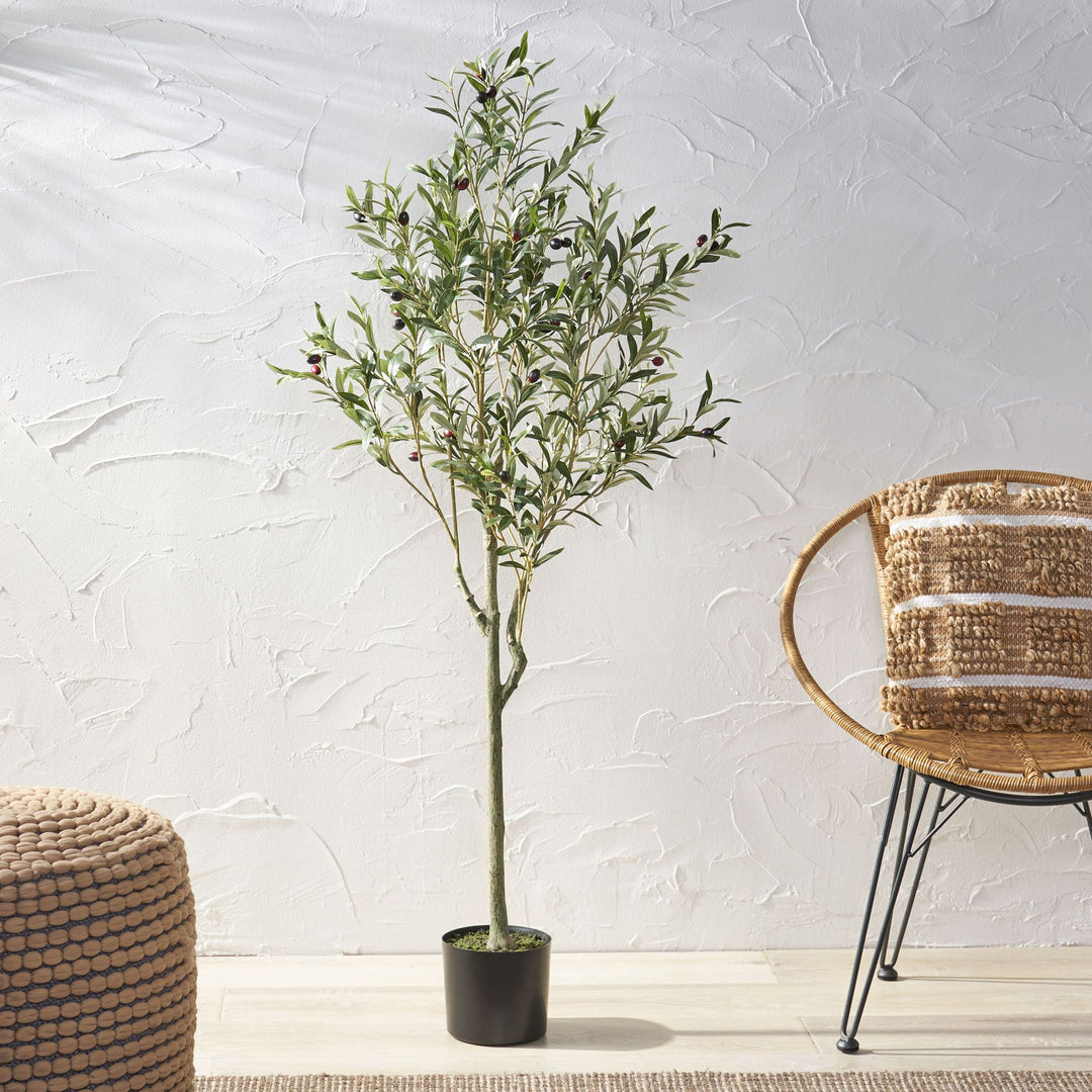 Buy farmhouse furniture 59 Inch Large Artificial Mediterranean Olive Tree, - Modern Cottage Farmhouse Furniture