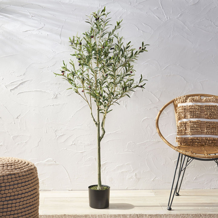 Buy farmhouse furniture 59 Inch Large Artificial Mediterranean Olive Tree, - Modern Cottage Farmhouse Furniture