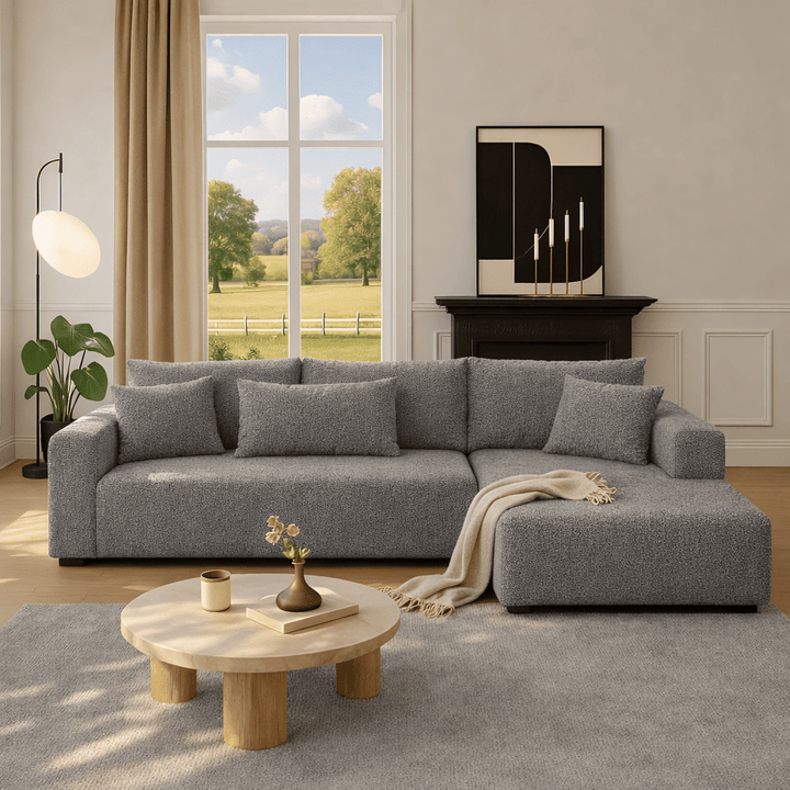 Buy farmhouse furniture Sole Terra | Simple Bouclé Minimalist Apartment Farmhouse Sofa Couch - Modern Cottage Farmhouse Furniture