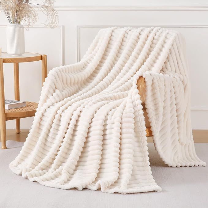 Buy farmhouse furniture The Willow Creek Cream Farmhouse Cottage Throw Blanket for 50x60 inches - Modern Cottage Farmhouse Furniture