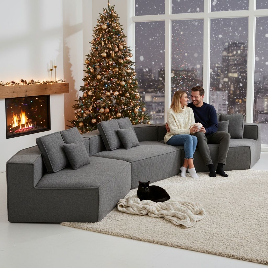 Buy farmhouse furniture Lily • Extra Large Extra Wide Modular Modern Farmhouse Compressed Sofa - Modern Cottage Farmhouse Furniture