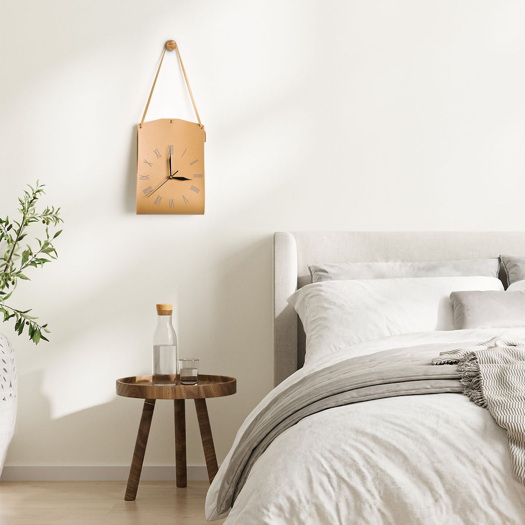 Buy farmhouse furniture Leather Wall Clock decorative quartz wall clock for bedroom living room hallway - Modern Cottage Farmhouse Furniture