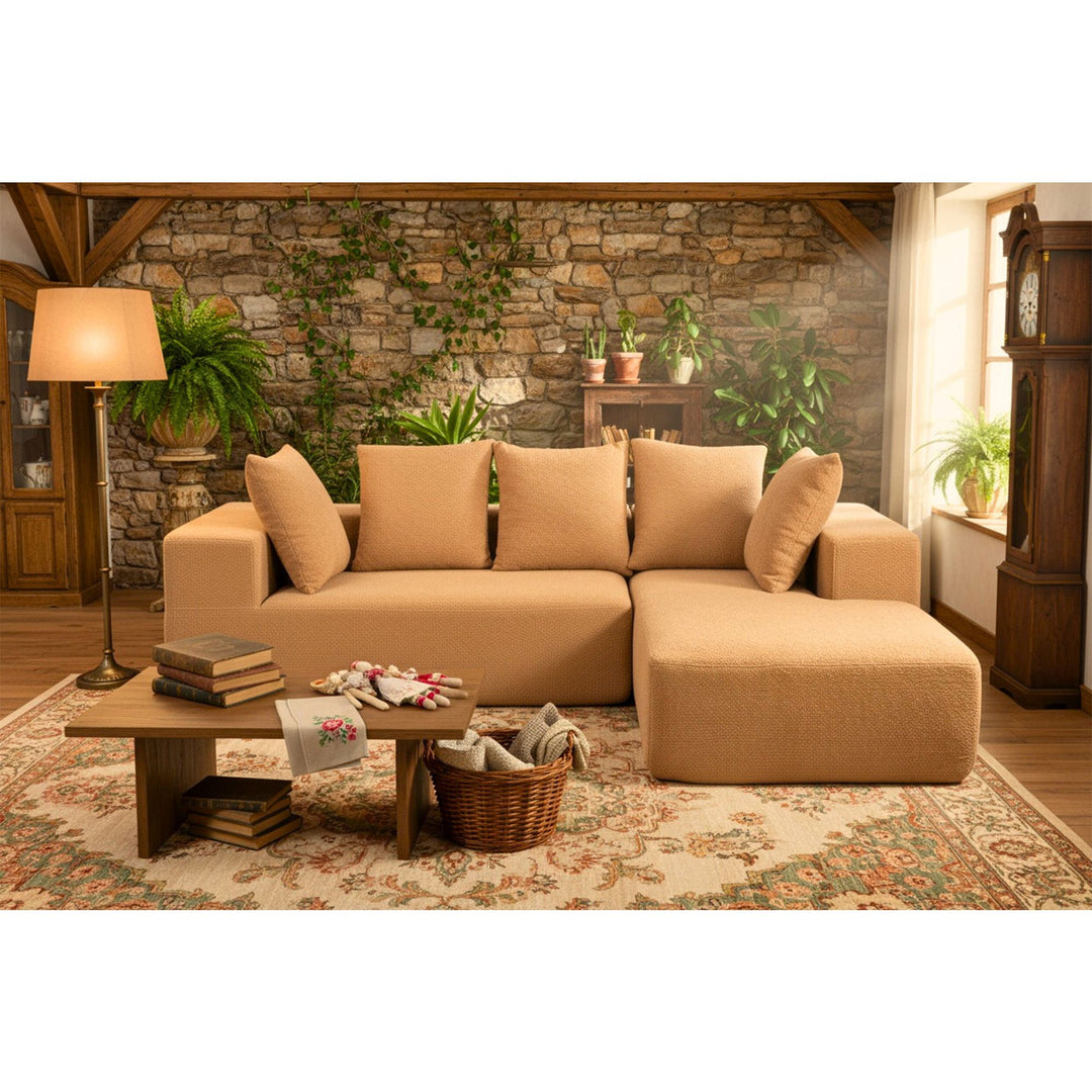 Buy farmhouse furniture Sole Terra | Simple Bouclé Minimalist Apartment Farmhouse Sofa Couch - Modern Cottage Farmhouse Furniture