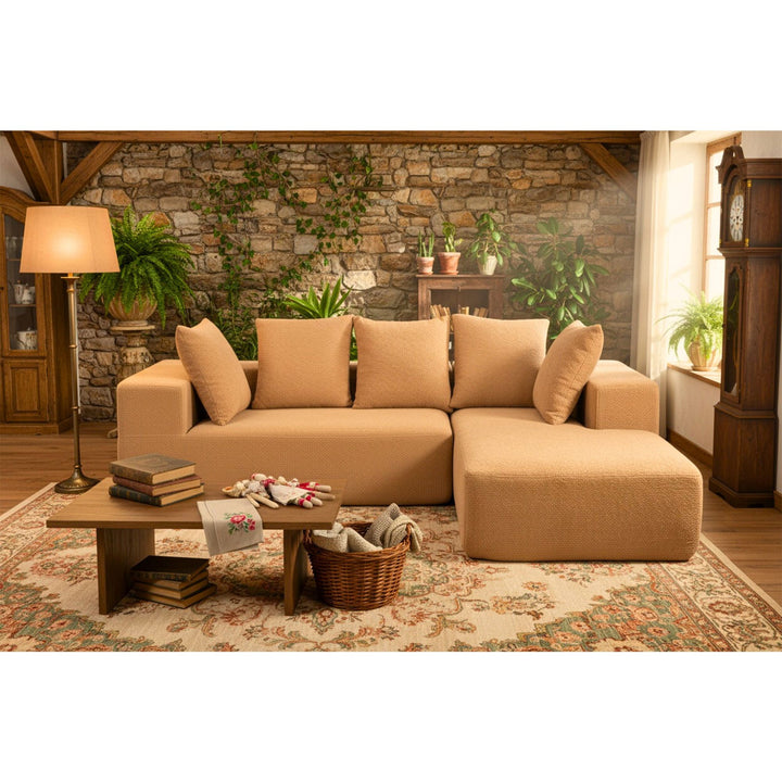 Buy farmhouse furniture Sole Terra | Simple Bouclé Minimalist Apartment Farmhouse Sofa Couch - Modern Cottage Farmhouse Furniture