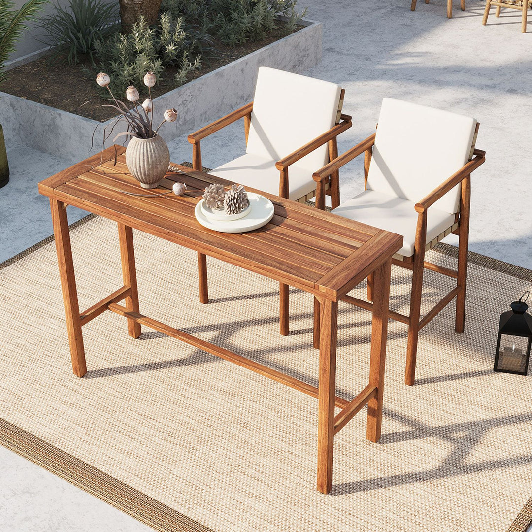 Buy farmhouse furniture 3 Piece Outdoor Modern Farmhouse Patio Bar Set - Modern Cottage Farmhouse Furniture
