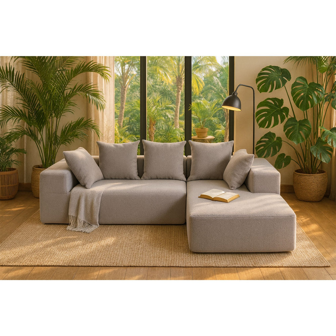 Buy farmhouse furniture Sole Terra | Simple Bouclé Minimalist Apartment Farmhouse Sofa Couch - Modern Cottage Farmhouse Furniture