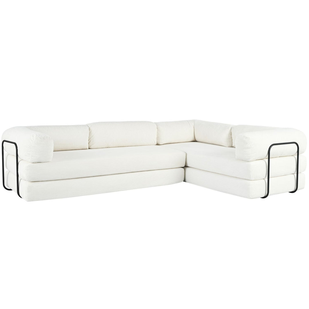Buy farmhouse furniture Le Marie • White L-Shaped Modular Modern European Farmhouse Style Sofa Bed - Modern Cottage Farmhouse Furniture