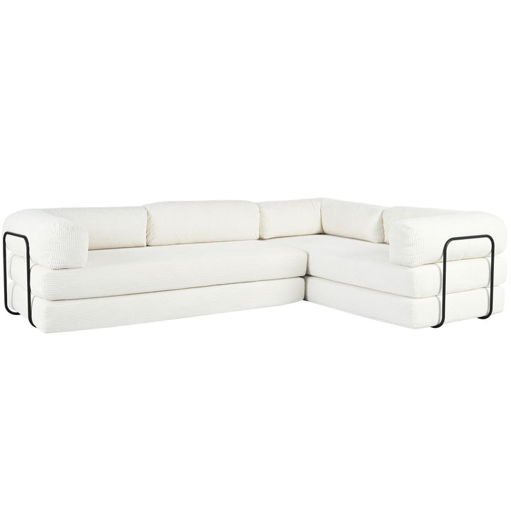 Buy farmhouse furniture Le Marie • White L-Shaped Modular Modern European Farmhouse Style Sofa Bed - Modern Cottage Farmhouse Furniture