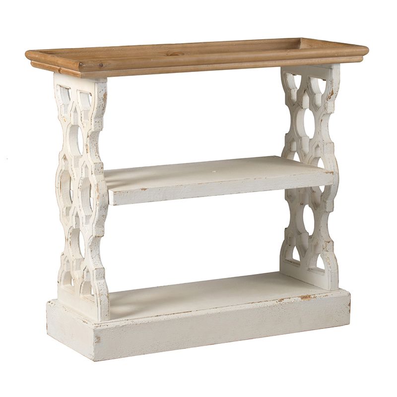 Buy farmhouse furniture Distressed Rustic White and Natural Wood Farmhouse Foyer Console Table - Modern Cottage Farmhouse Furniture