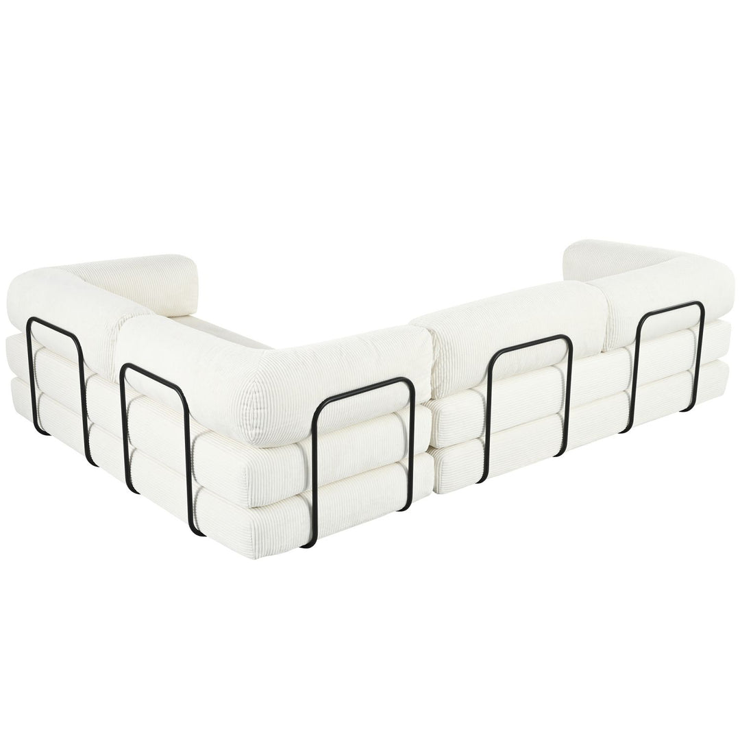 Buy farmhouse furniture Le Marie • White L-Shaped Modular Modern European Farmhouse Style Sofa Bed - Modern Cottage Farmhouse Furniture