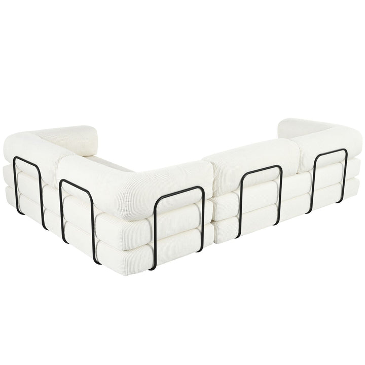 Buy farmhouse furniture Le Marie • White L-Shaped Modular Modern European Farmhouse Style Sofa Bed - Modern Cottage Farmhouse Furniture