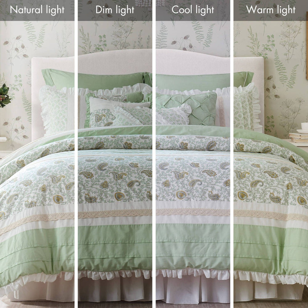 Buy farmhouse furniture 9 Piece Cotton Percale Comforter Set King - Modern Cottage Farmhouse Furniture
