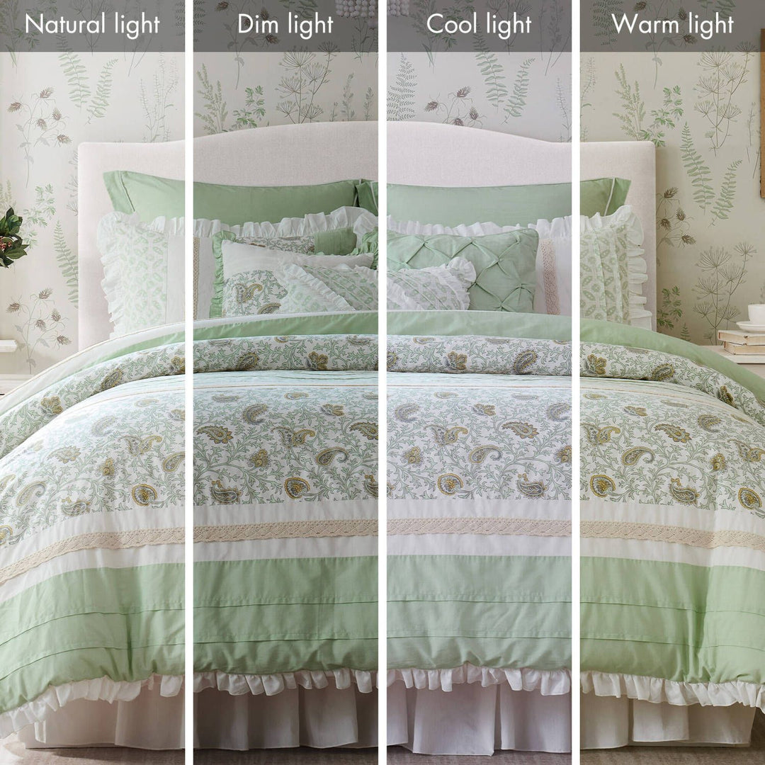 Buy farmhouse furniture 9 Piece Cotton Percale Comforter Set King - Modern Cottage Farmhouse Furniture