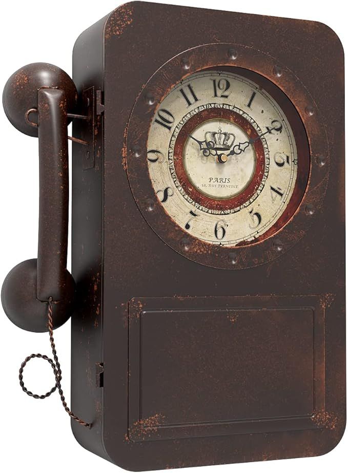Buy farmhouse furniture Old Telephone Wall Clock with Hidden Safe, Battery Operated Quartz Metal Wall Clocks, Large Rectangular Vintage Decor Clocks, for Farmhouse, Living Room - Modern Cottage Farmhouse Furniture