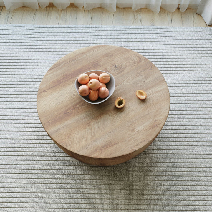 Buy farmhouse furniture White Oak Farm | Modern Farmhouse Wooden Round Coffee table - Modern Cottage Farmhouse Furniture