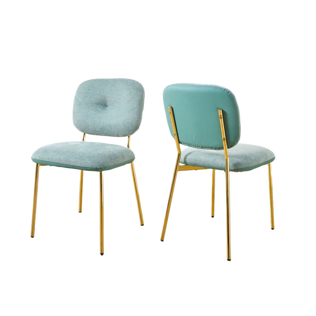 Buy farmhouse furniture Beige &amp; Green Upholstered Modern Dining Chairs Set of 2 - Modern Cottage Farmhouse Furniture