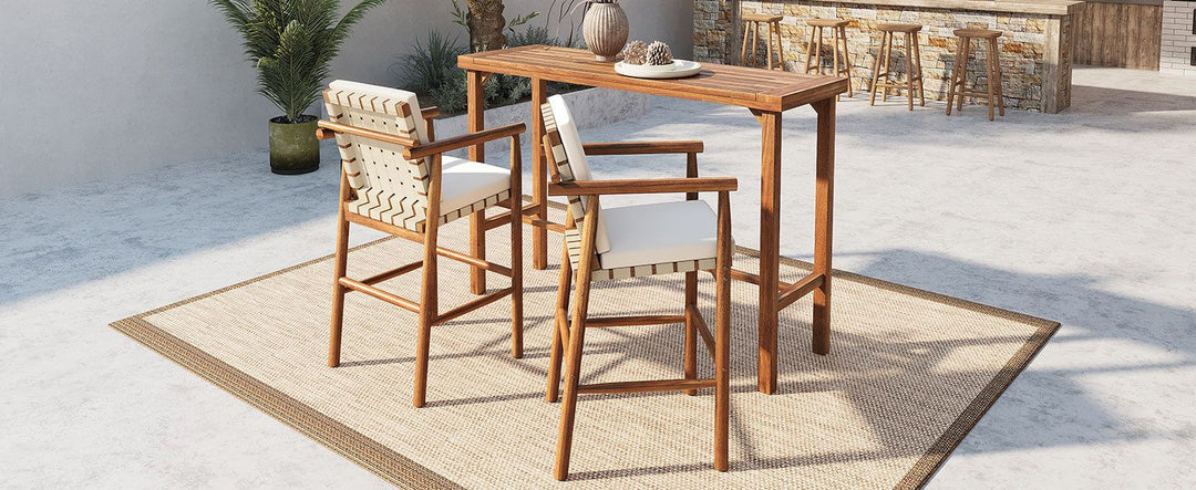 Buy farmhouse furniture 3 Piece Outdoor Modern Farmhouse Patio Bar Set - Modern Cottage Farmhouse Furniture