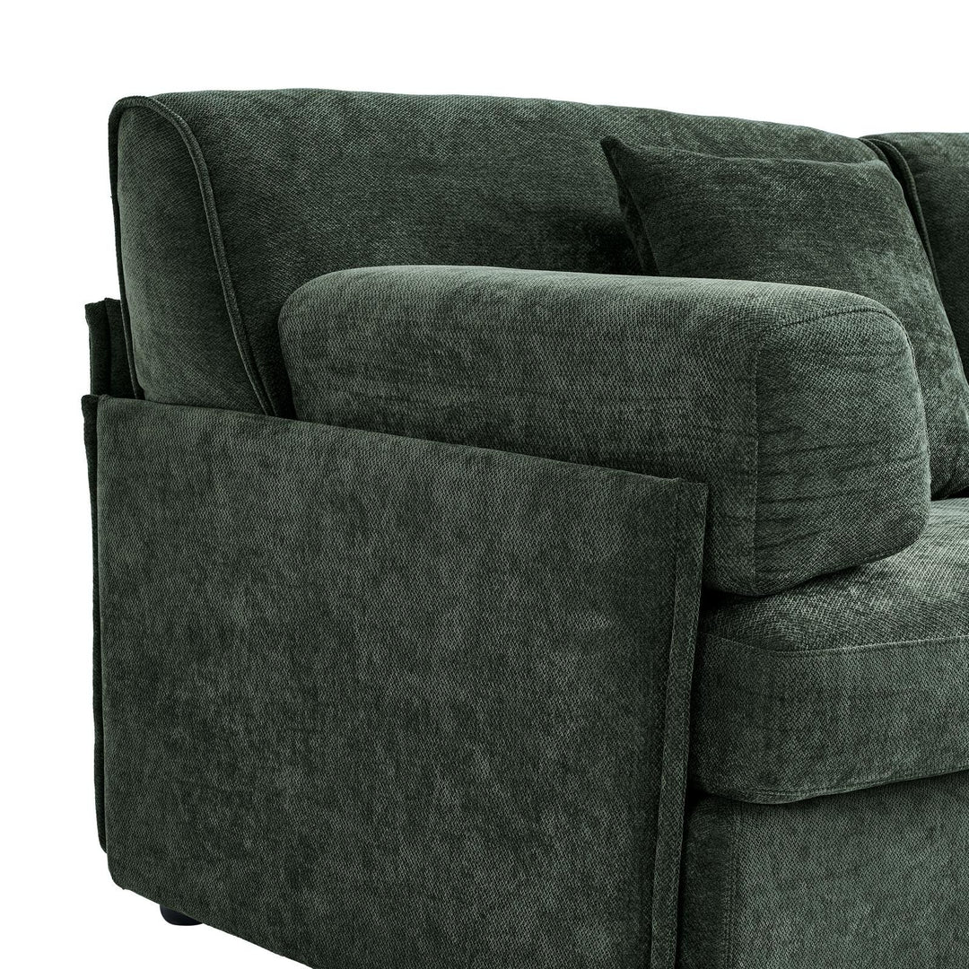 Buy farmhouse furniture Olea Farm | Oversized Green L-Shape 4 Seater Modular Farmhouse Sofa Couch - Modern Cottage Farmhouse Furniture