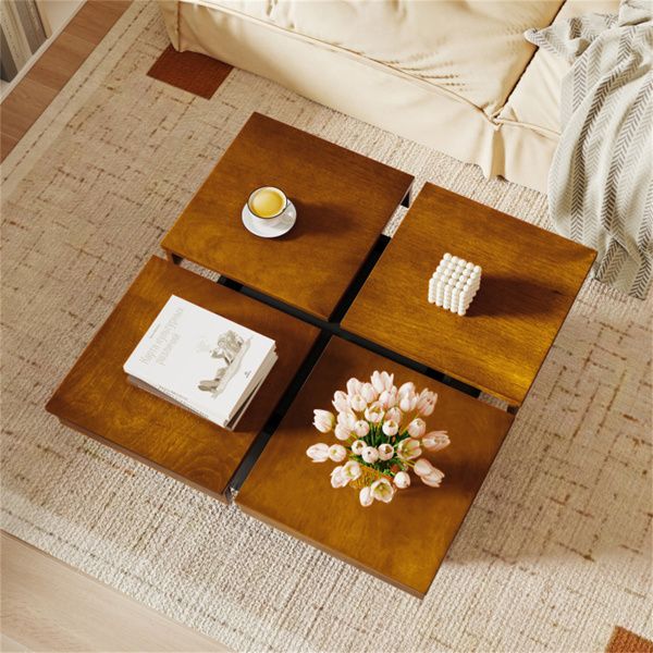 Buy farmhouse furniture Birch Wood Farm | Modern Farmhouse Luxury Square Floating Coffee - Modern Cottage Farmhouse Furniture