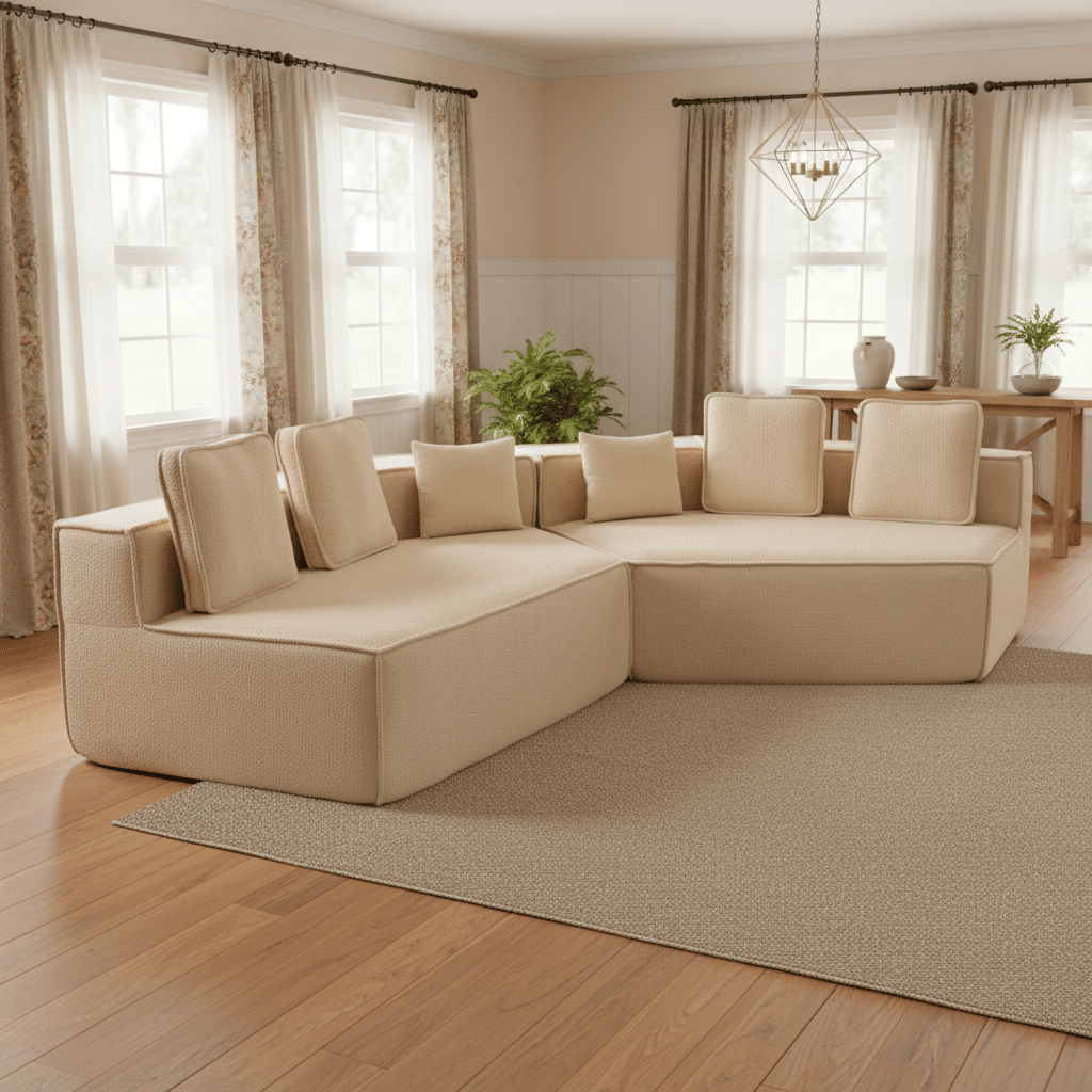 Buy farmhouse furniture The Haven • Extra Large Extra Wide Modular Modern Farmhouse Compressed Sofa - Modern Cottage Farmhouse Furniture