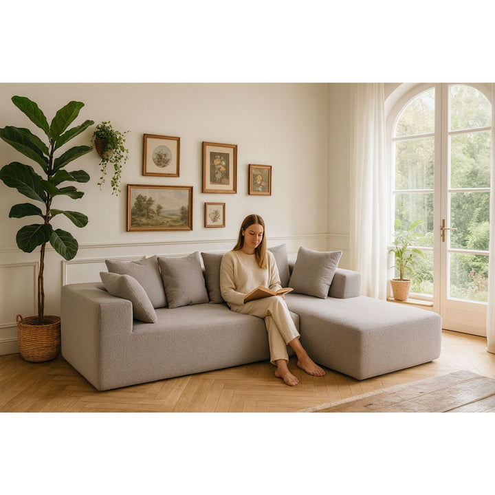Buy farmhouse furniture Sole Terra | Simple Bouclé Minimalist Apartment Farmhouse Sofa Couch - Modern Cottage Farmhouse Furniture