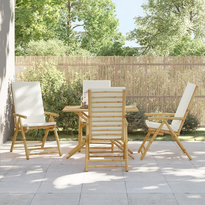Buy farmhouse furniture Best Farmhouse Outdoor Chair Set | Garden Reclining Set of 4 Cream White Bamboo - Modern Cottage Farmhouse Furniture