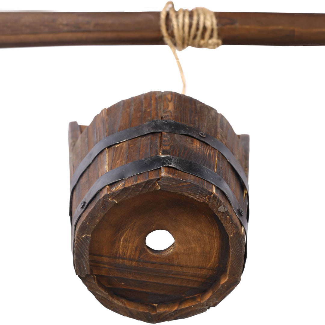 Buy farmhouse furniture Charming Rustic Wooden Wishing Well Planter for Outdoor Garden with Bucket Accent - Modern Cottage Farmhouse Furniture