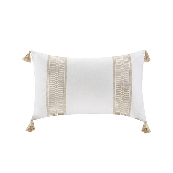 Buy farmhouse furniture Embroidered Farmhouse Cotton Oblong Decorative Pillow - Modern Cottage Farmhouse Furniture