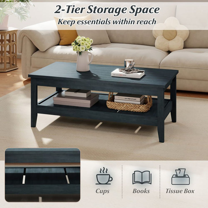 Buy farmhouse furniture Farmhouse Coffee Table Rustic Cocktail Center Table with Thickened Tabletop - Modern Cottage Farmhouse Furniture