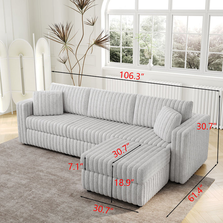 Buy farmhouse furniture Oversize Soft Rabbit Plush 3-Person Farmhouse Couch Sofa with Ottoman with Hydraulic Lift. - Modern Cottage Farmhouse Furniture