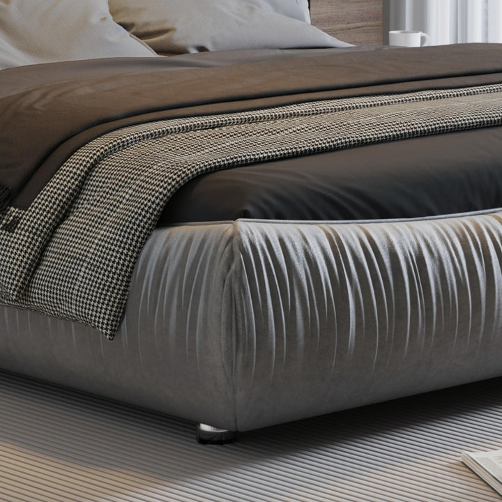 Buy farmhouse furniture King Size Luxury Upholstered Platform Bed with Oversized Padded Backrest and Solid Wood Frame,suitable for Multiple heights of mattresses,Grey(Old Sku:W1885S00007) - Modern Cottage Farmhouse Furniture