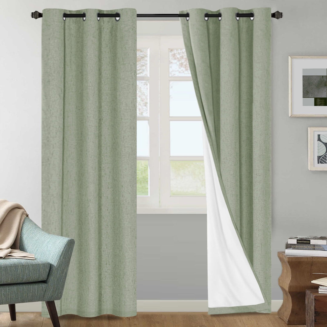 Buy farmhouse furniture Sage Green Solid Grommet 100% Blackout Curtains, 42" x 84", 2 Panels - Modern Cottage Farmhouse Furniture