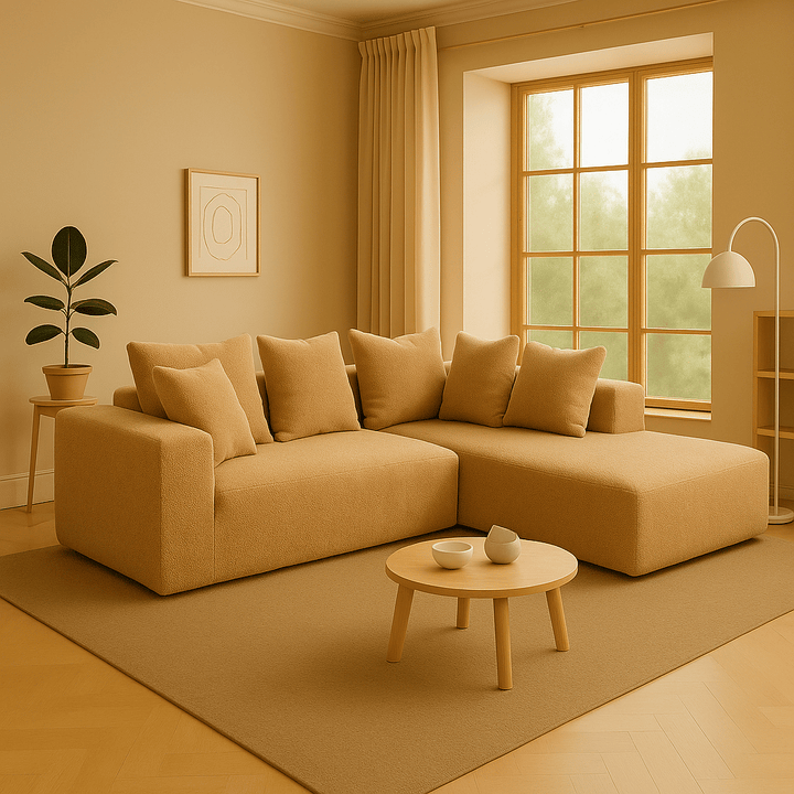 Buy farmhouse furniture Sole Terra | Simple Bouclé Minimalist Apartment Farmhouse Sofa Couch - Modern Cottage Farmhouse Furniture