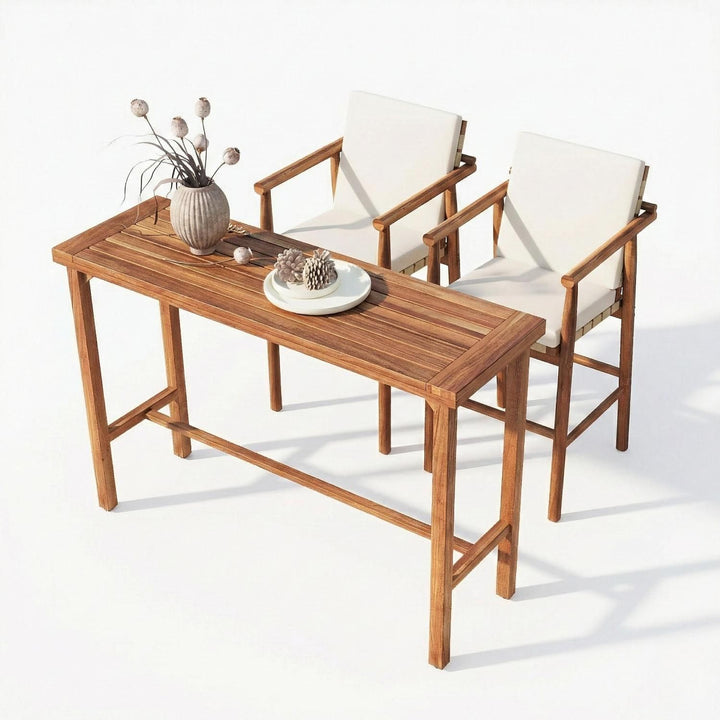 Buy farmhouse furniture 3 Piece Outdoor Modern Farmhouse Patio Bar Set - Modern Cottage Farmhouse Furniture