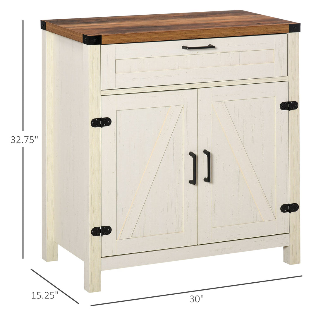 Buy farmhouse furniture Farmhouse Style White Wooden Sideboard Kitchen Buffet Cabinet with Drawer and Shelf - Modern Cottage Farmhouse Furniture