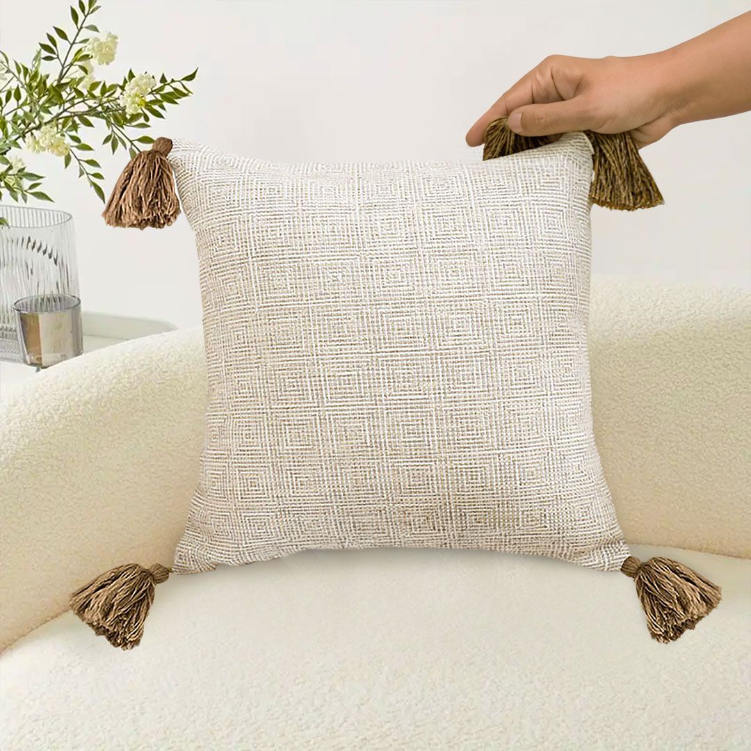 Buy farmhouse furniture Beige & Cream Rib Knit Cottage Farmhouse Textured Cotton Pillow Case - Modern Cottage Farmhouse Furniture
