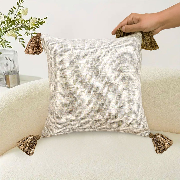 Buy farmhouse furniture Beige & Cream Rib Knit Cottage Farmhouse Textured Cotton Pillow Case - Modern Cottage Farmhouse Furniture