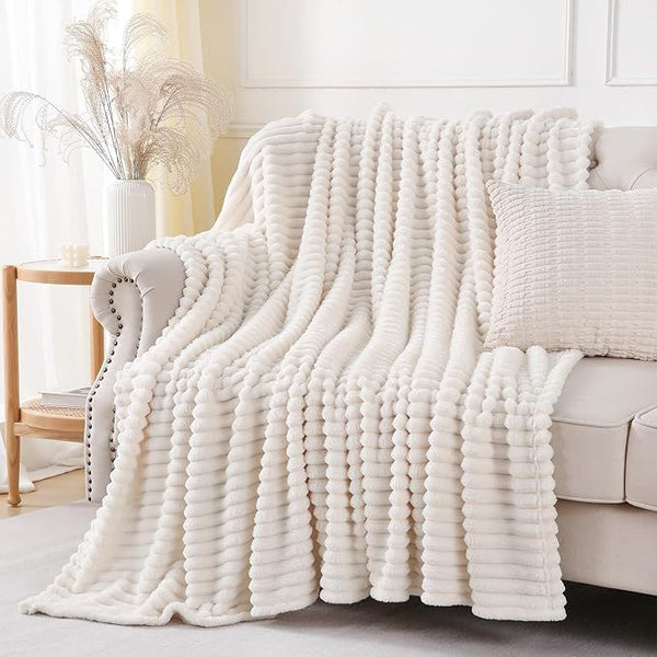 Buy farmhouse furniture The Willow Creek Cream Farmhouse Cottage Throw Blanket for 50x60 inches - Modern Cottage Farmhouse Furniture