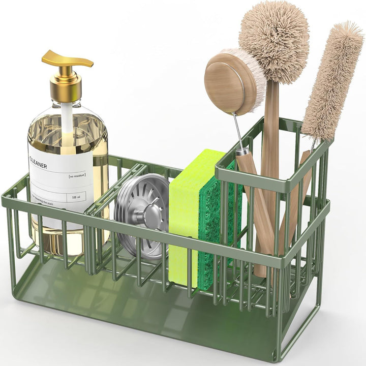 Buy farmhouse furniture Kitchen Sink Caddy, Sponge Holder for Kitchen Sink, Kitchen Sink Organzier and Storage with High Brush Holder, 304 Stainless Gadgets Sink Accessories, Organizadores de Cocina Sage Green - Modern Cottage Farmhouse Furniture