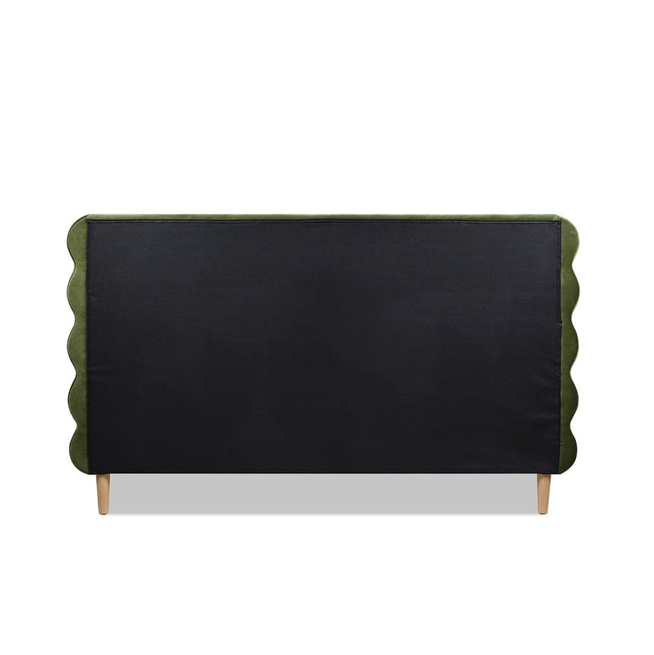 Buy farmhouse furniture Stockholm Modern Wavy Headboard Platform Bed, King, Olive Green Performance Velvet - Modern Cottage Farmhouse Furniture