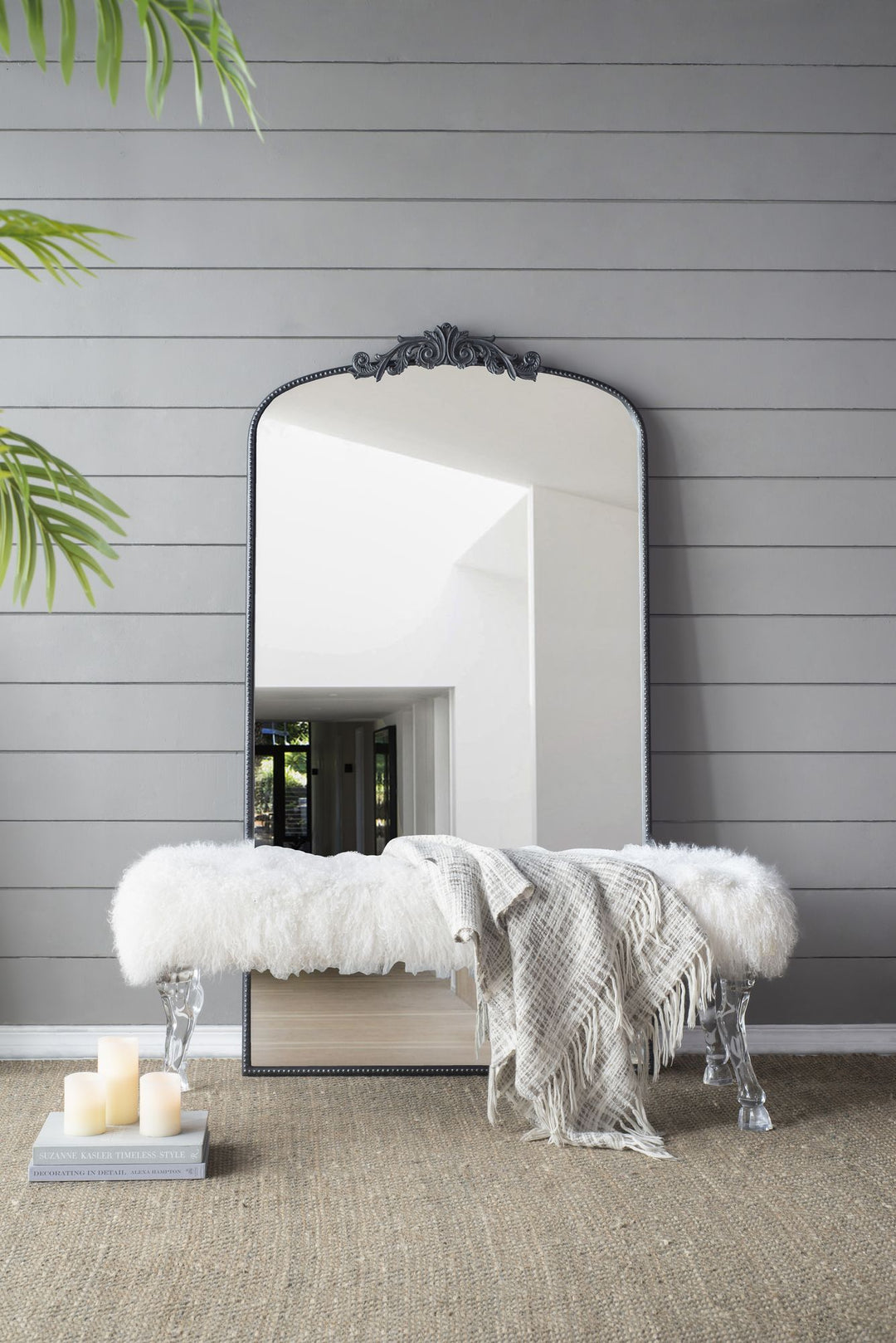 Buy farmhouse furniture Les Saules | Elegant Modern Farmhouse Black Contemporary Large Arched Full Length Mirror - Modern Cottage Farmhouse Furniture