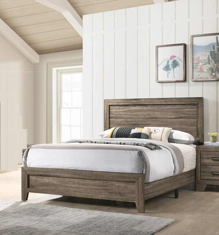 Buy farmhouse furniture Grey Finish Fabric 1pc King Size Panel Bed Beautiful Wooden Bedroom Furniture Contemporary Style - Modern Cottage Farmhouse Furniture